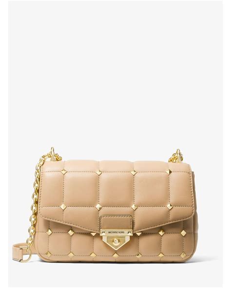 michael kors brown quilted bag|Michael Kors soho studded bag.